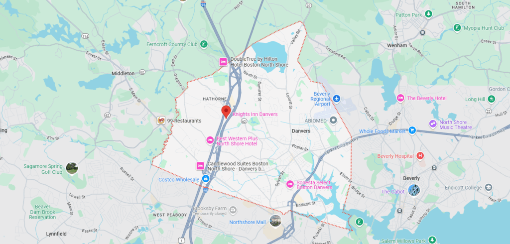 Map of Danvers, MA