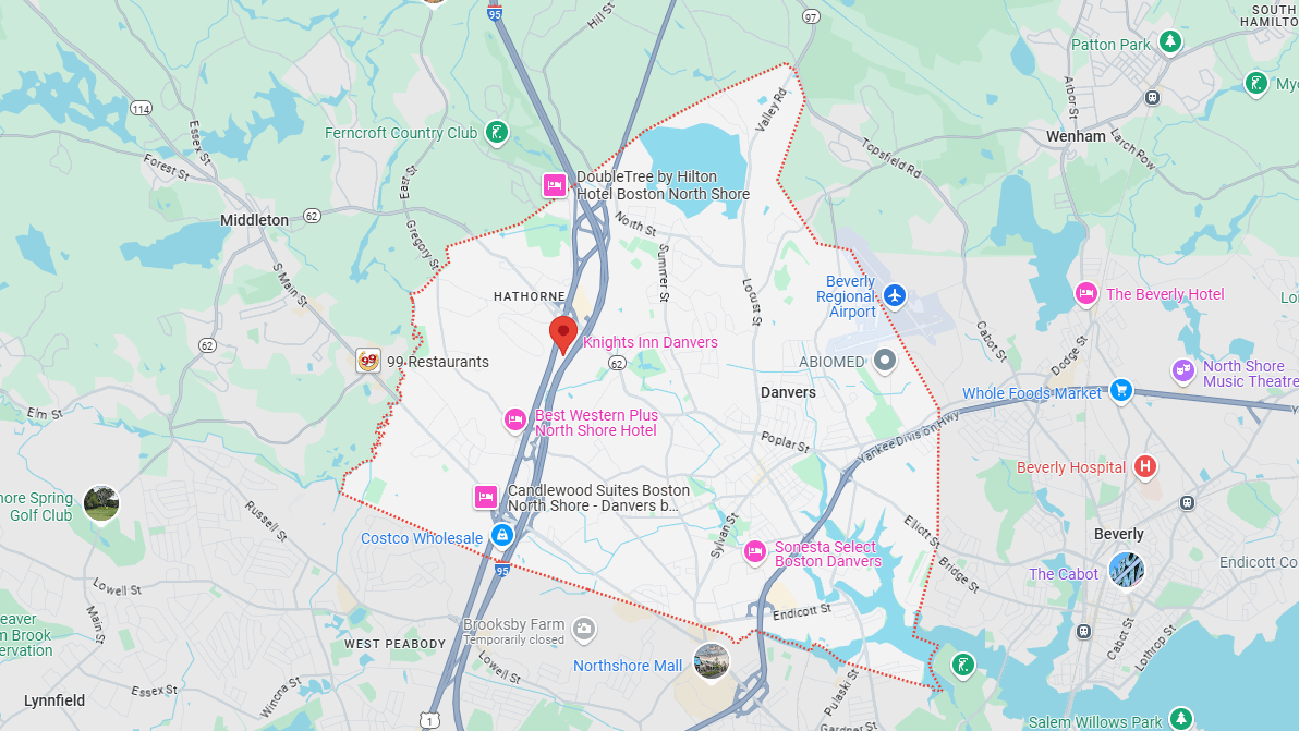 Danvers-MA-Map Map of Danvers, MA